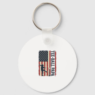 Tee Ball Papa Amerikaanse Vlag Vintage Shirt Ontwe Sleutelhanger