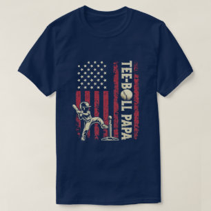 Tee-Ball Papa Patriottische Honkbal Vader T-shirt