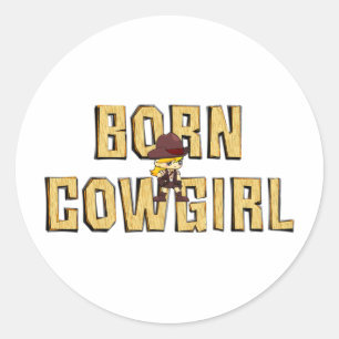 TEE Geboren Cowgirl Ronde Sticker