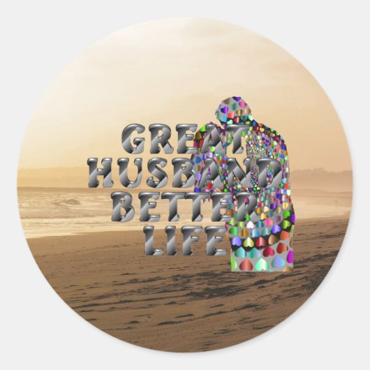TEE Geweldige echtgenoot beter leven Ronde Sticker (Voorkant)