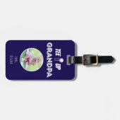 Tee It Up Opa Maatwerk Foto Vaderdag Blauw Bagagelabel (Voorkant horizontaal)