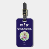 Tee It Up Opa Maatwerk Foto Vaderdag Blauw Bagagelabel (Voorkant verticaal)