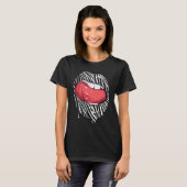 Tee Lips with Zebra Pattern Woman Tongue Girl Lips T-shirt (Voorkant volledig)