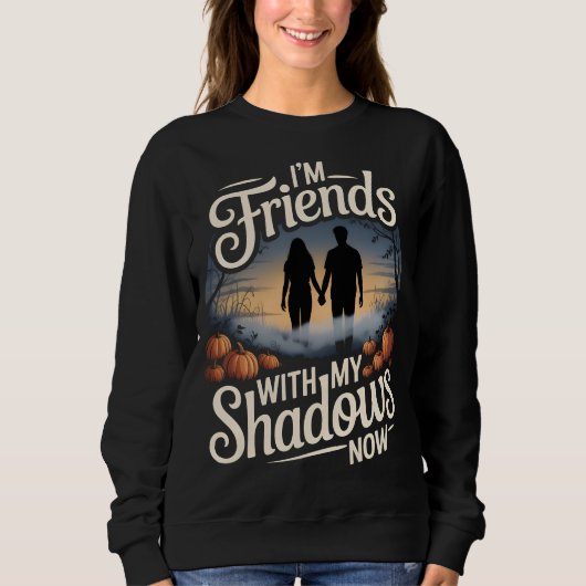Tee met pompoenveld en mijn schaduwen trui (Voorkant)