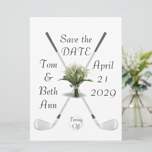 Tee-off Save the Date aankondiging (Staand voorkant)
