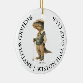 Tee-Rex Dinosaur Aangepaste Golfer Naam En Club Keramisch Ornament (Rechts)