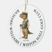 Tee-Rex Dinosaur Aangepaste Golfer Naam En Club Keramisch Ornament (Links)