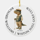Tee-Rex Dinosaur Aangepaste Golfer Naam En Club Keramisch Ornament (Achterkant)