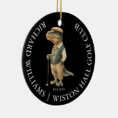 Tee-Rex Dinosaur Aangepaste Golfer Naam En Club Keramisch Ornament (Rechts)