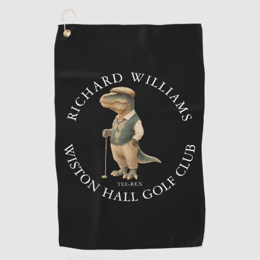 Tee-Rex Dinosaur Custom Golfer Name And Club Golfhanddoek (Voorkant)