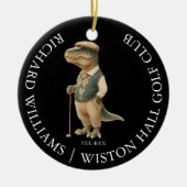 Tee-Rex Dinosaur Custom Golfer Name And Club Keramisch Ornament (Voorkant)
