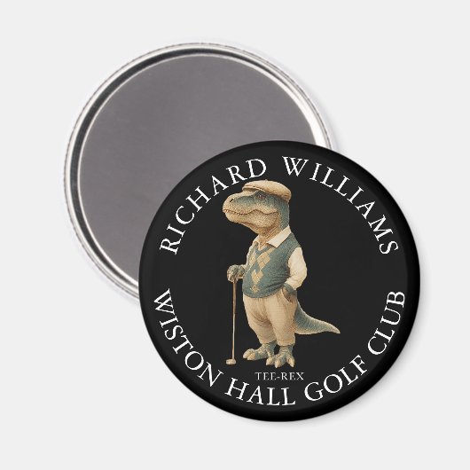 Tee-Rex Dinosaur Custom Golfer Name And Club Magneet (Voorkant / Achterkant)