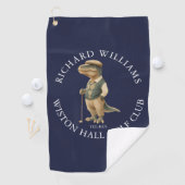 Tee-Rex Dinosaur Golfer Name And Club Navy Blue Golfhanddoek (Insitu)