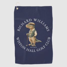 Tee-Rex Dinosaur Golfer Name And Club Navy Blue Golfhanddoek