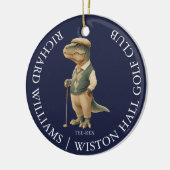 Tee-Rex Dinosaur Golfer Name And Club Navy Blue Keramisch Ornament (Links)
