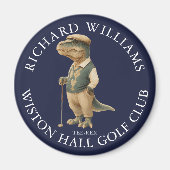 Tee-Rex Dinosaur Golfer Name And Club Navy Blue Magneet (Voorkant)