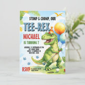 Tee-Rex Golf Dinosaur Mini Golf Birthday Party Kaart (Staand voorkant)