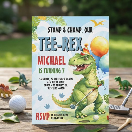 Tee-Rex Golf Dinosaur Mini Golf Birthday Party Kaart