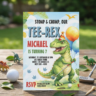 Tee-Rex Golf Dinosaurus Minigolf Verjaardagsfeestj Kaart