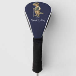 Tee-Rex Golfer Dinosaur Signature Name Navy Blue Golfheadcover