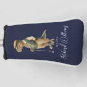 Tee-Rex Golfer Dinosaur Signature Name Navy Blue Golfheadcover (Voorkant)