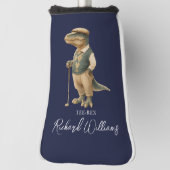 Tee-Rex Golfer Dinosaur Signature Name Navy Blue Golfheadcover (Draai 90)