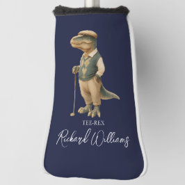 Tee-Rex Golfer Dinosaur Signature Name Navy Blue Golfheadcover