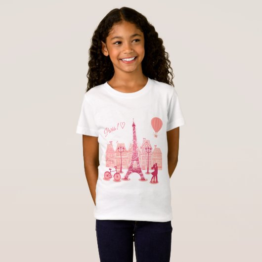 Tee Shirt Basic Fille Paris (Voorkant volledig)