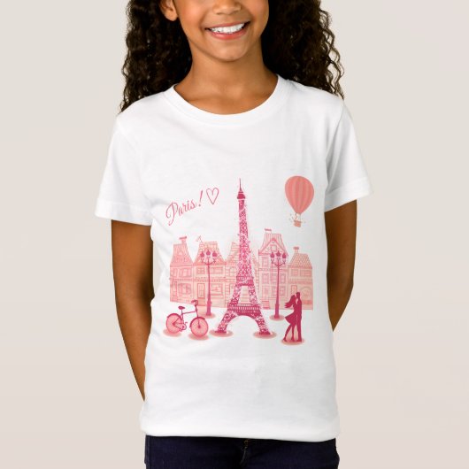 Tee Shirt Basic Fille Paris (Voorkant)