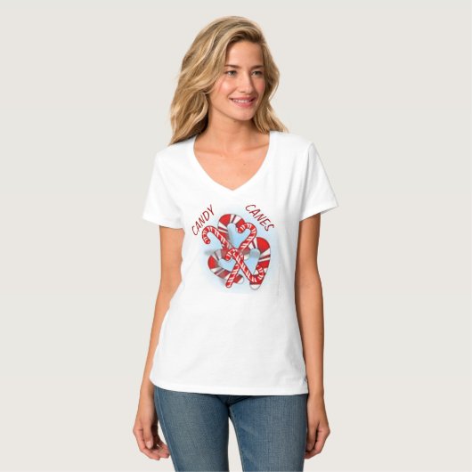 TEE SHIRT CANDY CANES WOMENS (Voorkant volledig)