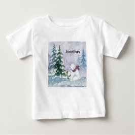 Tee Shirt for Baby Boy met Winter Scene & Beren