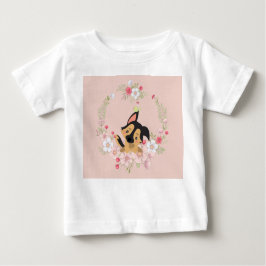Tee Shirt for Baby Girl met Dog, Bird & Flowers
