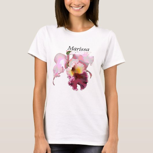 Tee Shirt voor Vrouw met Roze Orchid (Voorkant)