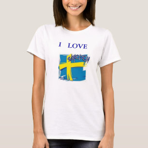 TEE SHIRT ZWEDEN FLAG BLUE EN GEEL IK HOOP