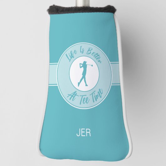 Tee Time  Funny Women’s Putter Cover Monogram Teal (Draai 90)