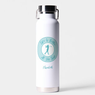 Tee Time Leven Funny Gepersonaliseerde Naam Teal Waterfles