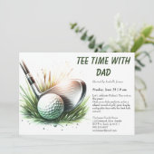 Tee Time met Papa Bewerkbare Vaderdag Golf Feest Kaart (Staand voorkant)