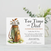 Tee Time met Papa Bewerkbare Vaderdag Golf Feest Kaart (Staand voorkant)