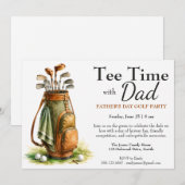 Tee Time met Papa Bewerkbare Vaderdag Golf Feest Kaart (Voorkant / Achterkant)