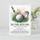 Tee Time met Papa Bewerkbare Vaderdag Golf Feest Kaart (Staand voorkant)