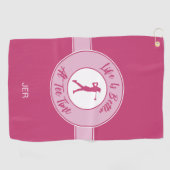 Tee Time Monogram – Roze Humor Ontwerp Voor Haar Golfhanddoek (Horizontaal)