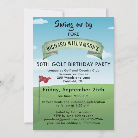 TEE TIMES 50E VERJAARDAG GOLF PARTY KAART (Voorkant)