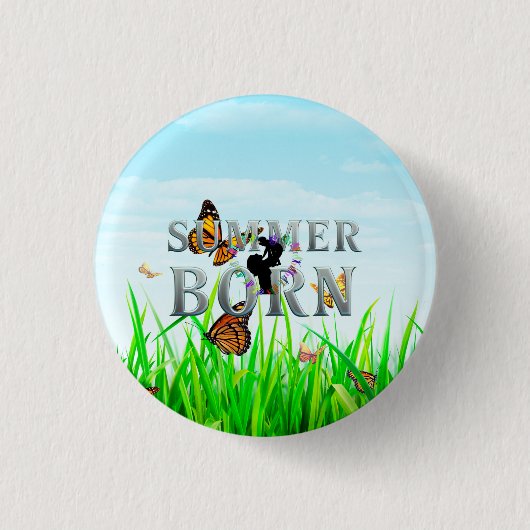 TEE Zomer Geboren Ronde Button 3,2 Cm (Voorkant)