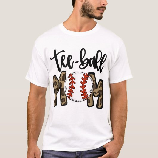Teeball mama Leopard mama Funny Ball mama's Da T-shirt (Voorkant)