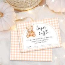 Teedy Beer Pompoen Baby Shower Luiers Raffle Kaart