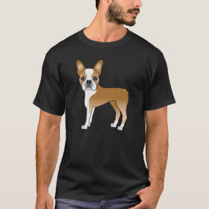 Teef Boston Terrier Schattige Cartoon Hond Tekenin T-shirt