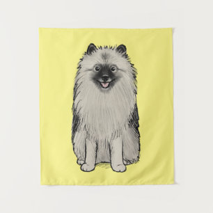 Teegan de Keeshond Schattige Cartoon Dog Wandkleed