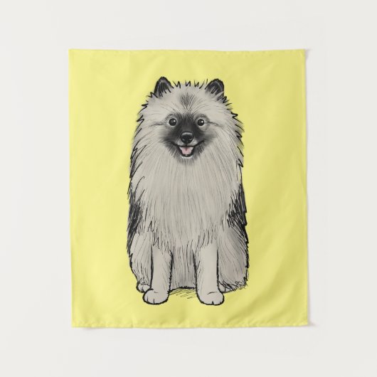 Teegan de Keeshond Schattige Cartoon Dog Wandkleed (Voorkant)