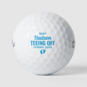 Teeing Off Baby Boy Geslacht onthulling aankondigi Golfballen (Voorkant)