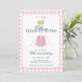 Teeing Up To Two Golf 2nd Birthday Pink Gingham Kaart